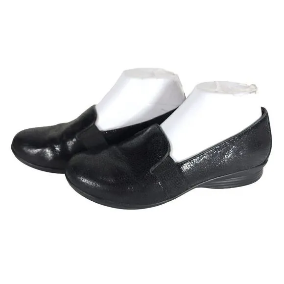 Dansko Women's Addy Black Crackle Leather EU37 US6-6,5 Slip On Loafers Shoes