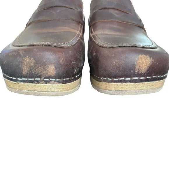 Dansko Women’s Bel Oiled Brown Slip On Clog Size 38