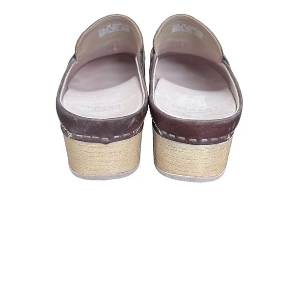 Dansko Women’s Bel Oiled Brown Slip On Clog Size 38