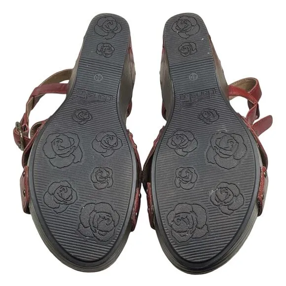 Dansko Women's Frida Red Leather Wedge Sandals Size 40 US 9.5/10