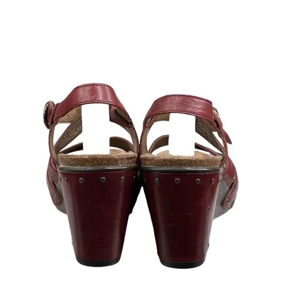Dansko Women's Frida Red Leather Wedge Sandals Size 40 US 9.5/10