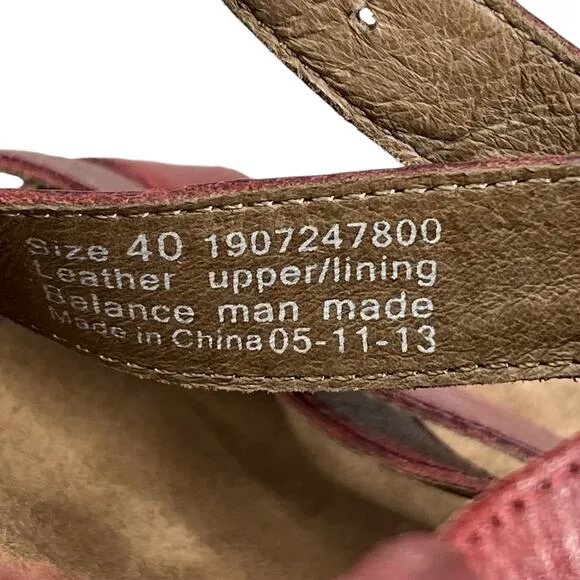 Dansko Women's Frida Red Leather Wedge Sandals Size 40 US 9.5/10