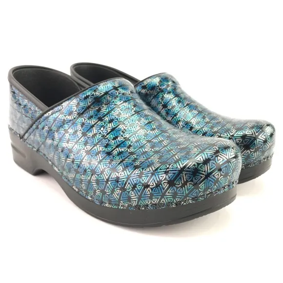 Dansko Womens Professional Blue Motif Clogs Sz 42