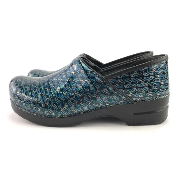 Dansko Womens Professional Blue Motif Clogs Sz 42