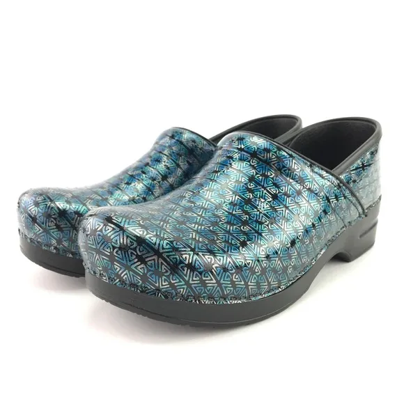 Dansko Womens Professional Blue Motif Clogs Sz 42