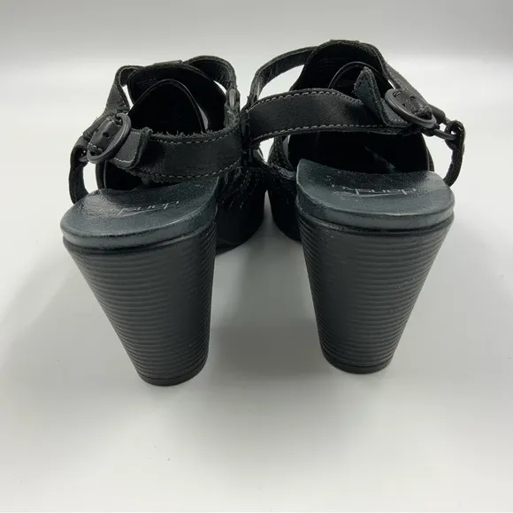 Dansko Women’s Randa Black Full Grain Leather Heeled Sandals. Size 41.