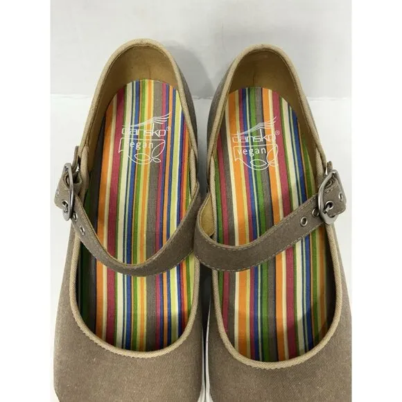 Dansko Women's Vegan Valerie Khaki Mary Jane Comfort Shoes -Size 39/ 8.5-9