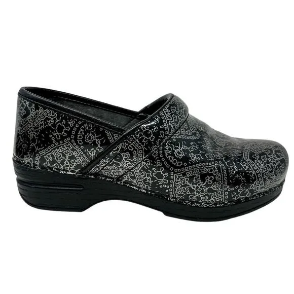 Dansko XP Professional Clog Fancy Metallic Silver Black size 38 US 7.5-8