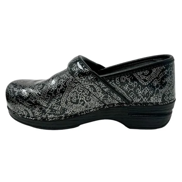 Dansko XP Professional Clog Fancy Metallic Silver Black size 38 US 7.5-8