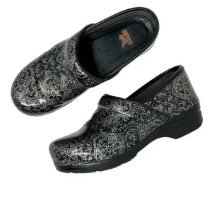 Dansko XP Professional Clog Fancy Metallic Silver Black size 38 US 7.5-8
