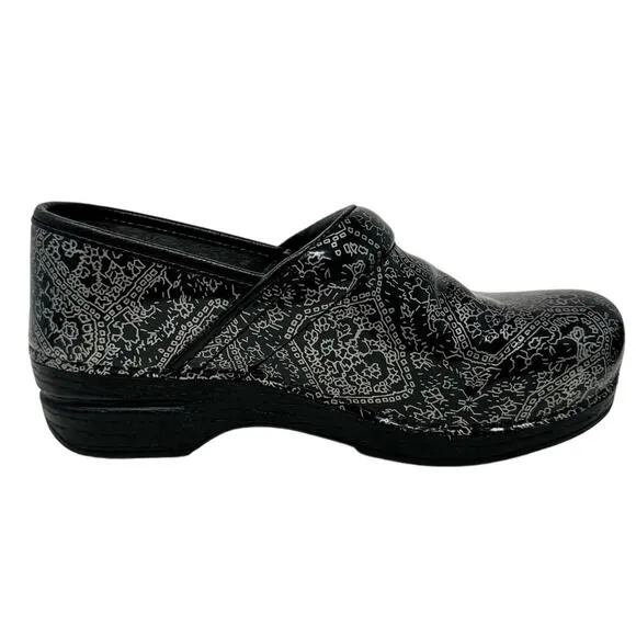 Dansko XP Professional Clog Fancy Metallic Silver Black size 38 US 7.5-8
