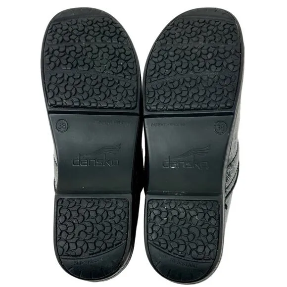 Dansko XP Professional Clog Fancy Metallic Silver Black size 38 US 7.5-8