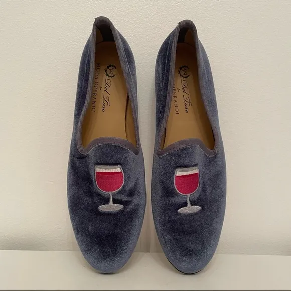 Del Toro X Moda Operandi Tipsy loafers velvet wine glass embroidered shoes 11