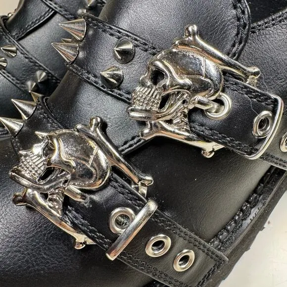 Demonia Assault-38 Chunky Platform Studded Spikes Skulls Mary Jane Goth Shoes 10
