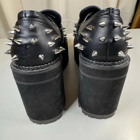 Demonia Assault-38 Chunky Platform Studded Spikes Skulls Mary Jane Goth Shoes 10