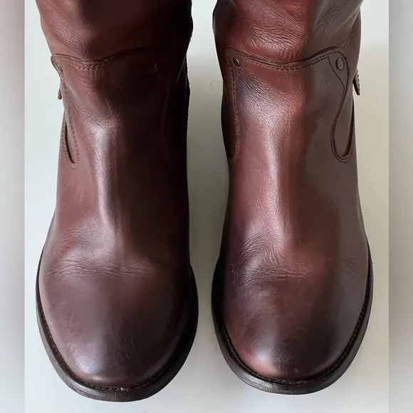 Diesel Style Lab Y2K Riding Brown Leather Boots With Adjustable Buckles Size 10