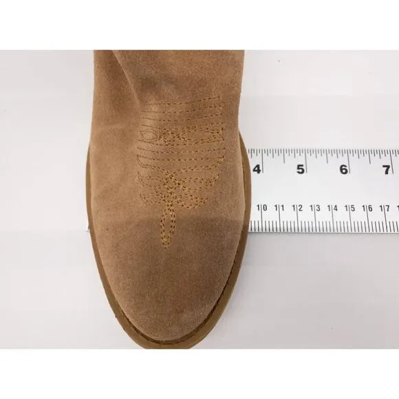 DINGO Dark Tan Jackpot Round Toe Slouchy Suede Western Cowgirl Ankle Boots 6