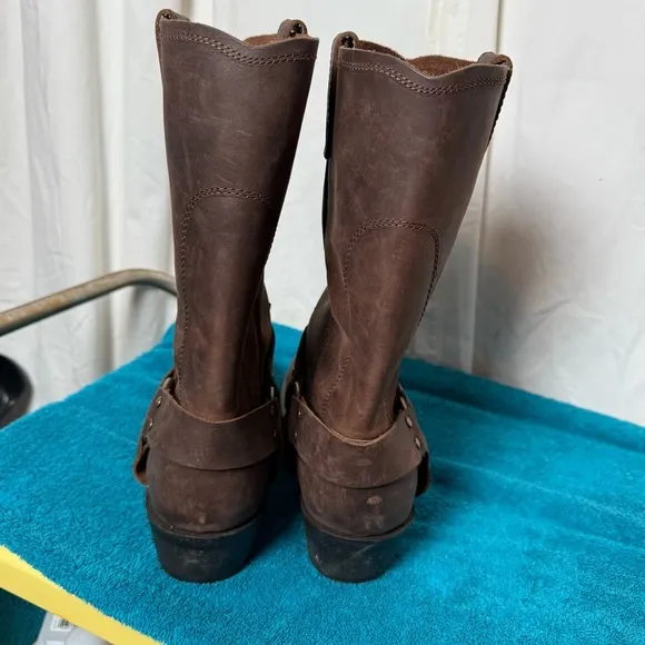 Dingo Men's Sz 11.5 D Harness Rev-Up Boots Gaucho Brown Leather EUC Square Toe