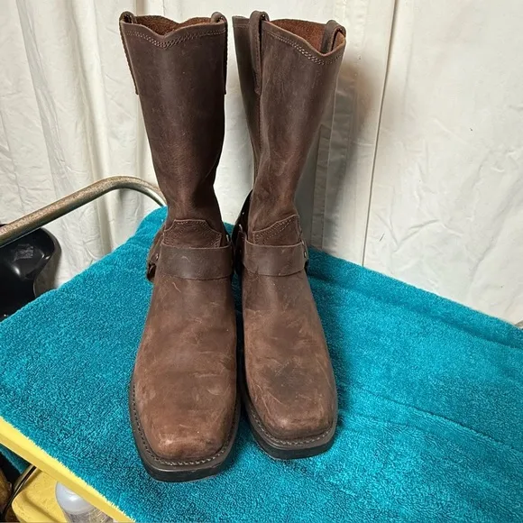 Dingo Men's Sz 11.5 D Harness Rev-Up Boots Gaucho Brown Leather EUC Square Toe