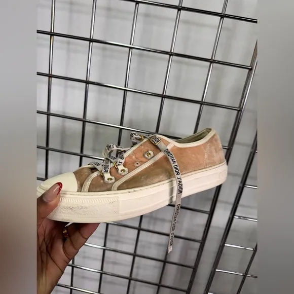Dior Pink Velvet Low Top Walk’N’Dior Sneakers size 41
