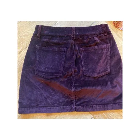 DL1961 Velvet Mini Skirt Burgundy Rich Maroon Purple Hippie Vibes - Sz 27 S