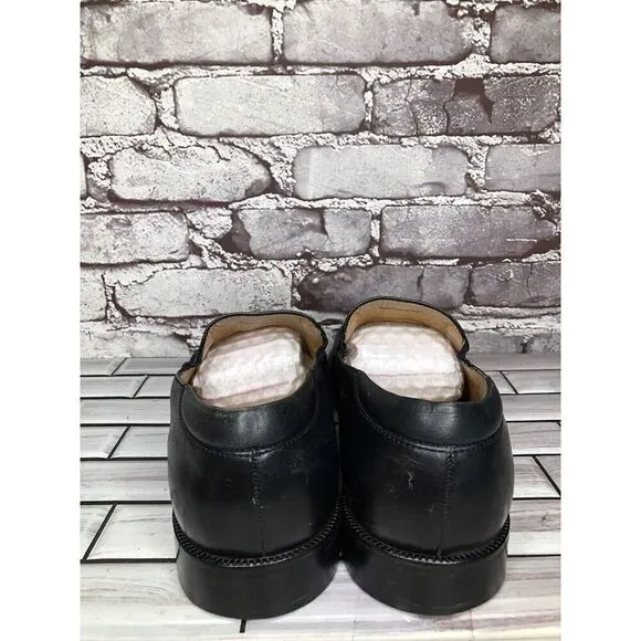 DM BY MASTROIANNI VENTE Black Leather Slip On Square Toe Loafers Men Sz 11M/44EU