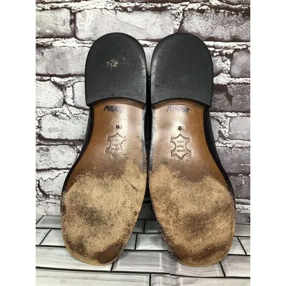 DM BY MASTROIANNI VENTE Black Leather Slip On Square Toe Loafers Men Sz 11M/44EU