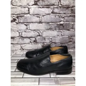 DM BY MASTROIANNI VENTE Black Leather Slip On Square Toe Loafers Men Sz 11M/44EU