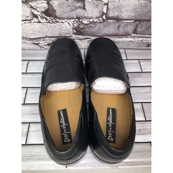 DM BY MASTROIANNI VENTE Black Leather Slip On Square Toe Loafers Men Sz 11M/44EU