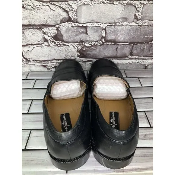 DM BY MASTROIANNI VENTE Black Leather Slip On Square Toe Loafers Men Sz 11M/44EU