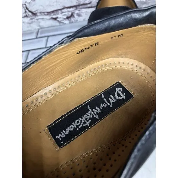 DM BY MASTROIANNI VENTE Black Leather Slip On Square Toe Loafers Men Sz 11M/44EU