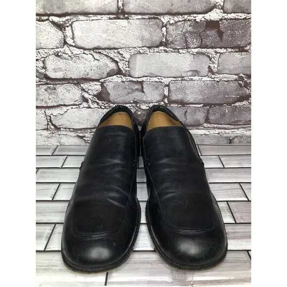 DM BY MASTROIANNI VENTE Black Leather Slip On Square Toe Loafers Men Sz 11M/44EU