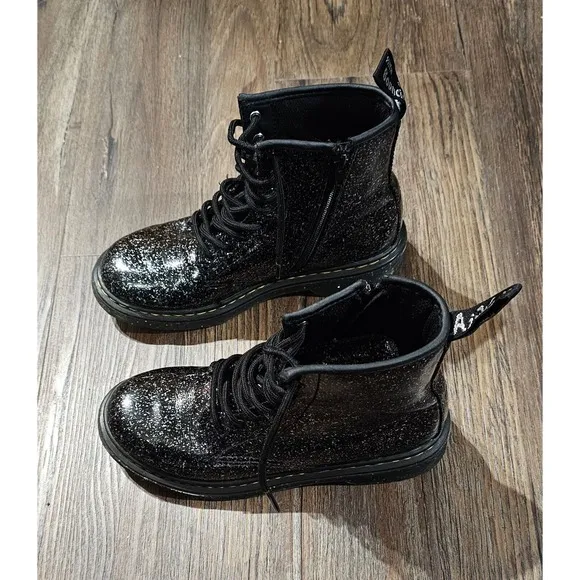 Doc Martens 1460 Cosmic Glitter Black Boots Sparkles Girls Size 5