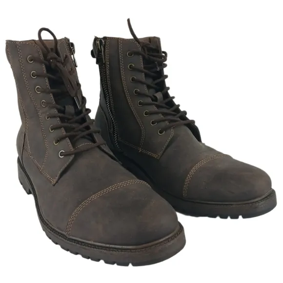 Dockers 10 M Stratton Mens Ankle Boots Casual Cap Toe Zip Up Chukka Faux Leather