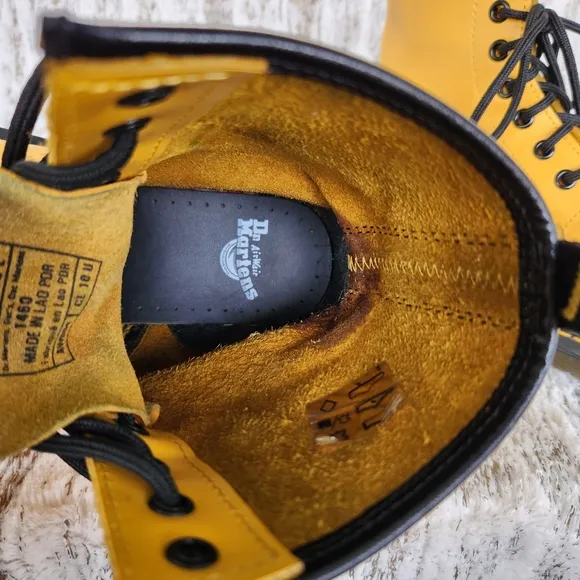 Doctor Martens &quot;1460 Smooth Leather Lace Up Boots&quot; Yellow | Women's Size 6