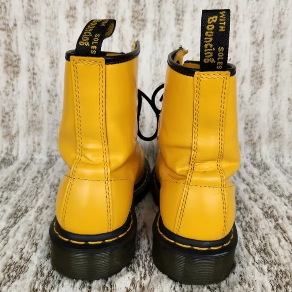 Doctor Martens &quot;1460 Smooth Leather Lace Up Boots&quot; Yellow | Women's Size 6