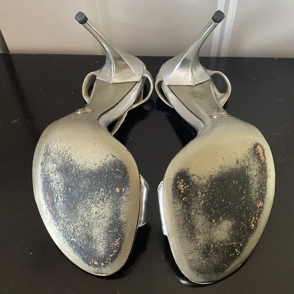 DOLCE &amp; GABBANNA vintage silver stiletto sandals size 37.5