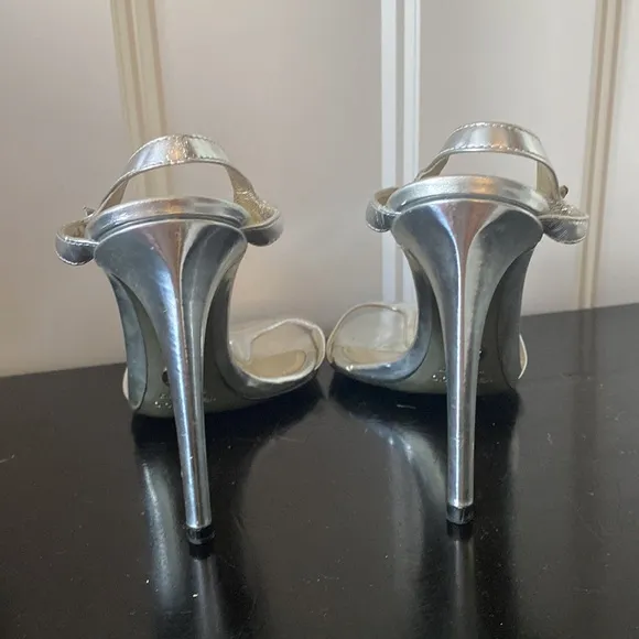 DOLCE &amp; GABBANNA vintage silver stiletto sandals size 37.5