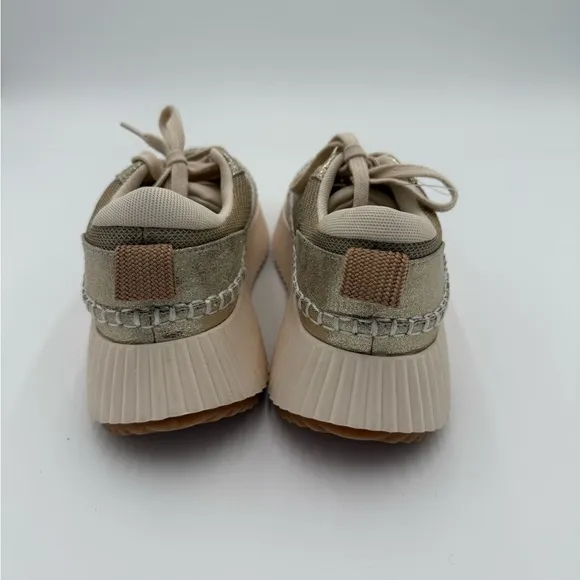 Dolce Vita Daran Wedge Sneaker Platform BOHO Lace Up Tennis Shoes Gold 8 NWOT
