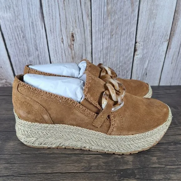 Dolce Vita Jhenee Espadrille Platform Shoe Women's Sz 8 Pecan Suede NIB