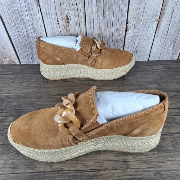 Dolce Vita Jhenee Espadrille Platform Shoe Women's Sz 8 Pecan Suede NIB