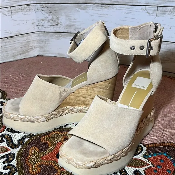 Dolce Vita PARLE Biscuit Ankle Strap WEDGE Sandals 8.5