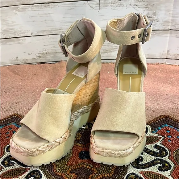 Dolce Vita PARLE Biscuit Ankle Strap WEDGE Sandals 8.5