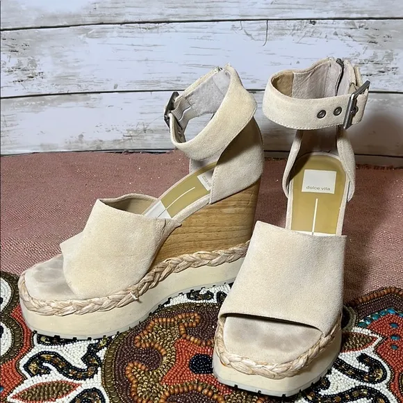 Dolce Vita PARLE Biscuit Ankle Strap WEDGE Sandals 8.5