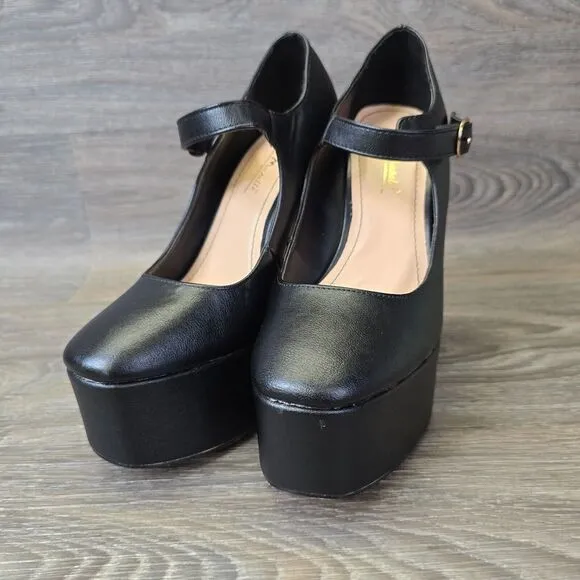 Dolls Kill Yours Conditionally Heeled Mary Jane Pumps Women's 5.5 Vegan Platform