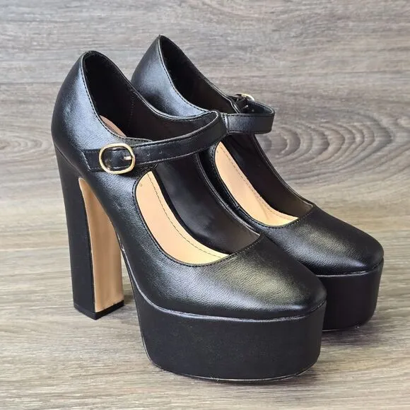 Dolls Kill Yours Conditionally Heeled Mary Jane Pumps Women's 5.5 Vegan Platform