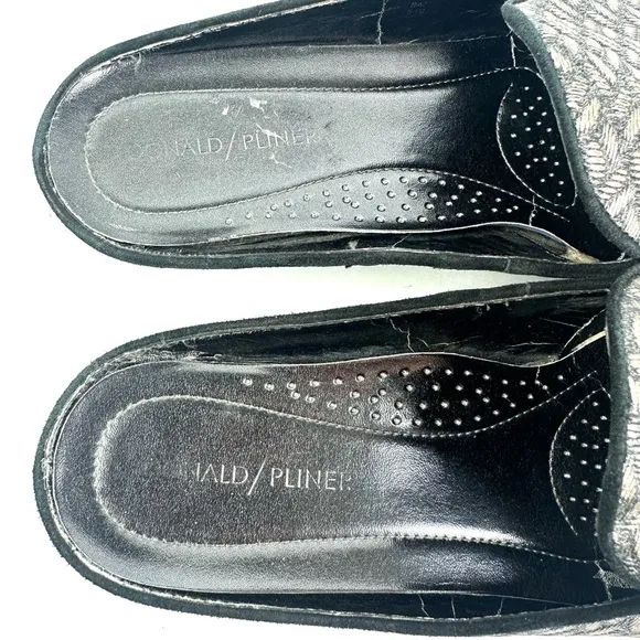 Donald J Pliner Baz Mules 9.5 Woven Fabric Shoes Womens Slip On