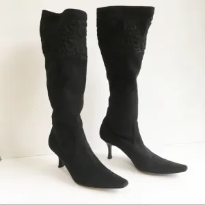 Donald J Pliner Black embossed tall boots 6 1/2