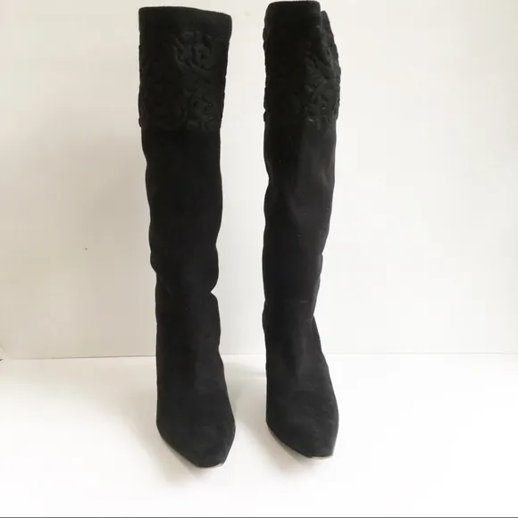 Donald J Pliner Black embossed tall boots 6 1/2