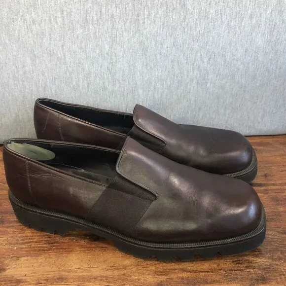 Donald J Pliner Loafers Brown Leather Shoes Slip On Mens SZ 12 M Italy Lug Sole